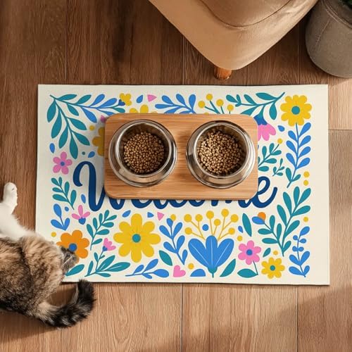 HOMETITUTE Pet Food Mat Daisy Flower Bowl Placemat 20 x 12 Inch - Image 5