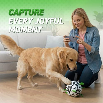 QDAN Dog Toys for Small Medium Puppy, Soccer Ball for Dogs with Straps - Image 4