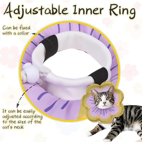 EXPAWLORER Cat Cone Collar Soft, Cat E Collar Recovery After Surgery to Stop Licking, Adjustable Waterproof Cute Neck Elizabethan Pet Kitten Puppy Donut Pillow for Cats Puppy Wound Healing, Greens - Image 5