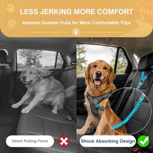 Dog Seat Belt for Car 2 Pack, 3-in-1 Adjustable-Length Bungee Tether - Image 4