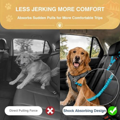Dog Seat Belt for Car 2 Pack, 3-in-1 Adjustable-Length Bungee Tether - Image 4
