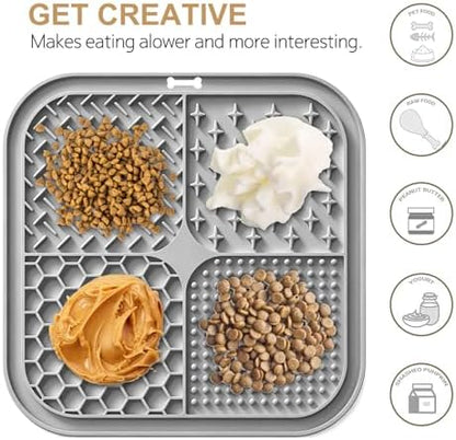 Licking Mat for Dogs & Cats with Suction Cups, 1 Pack Square Dog Slow Feeder Lick Pat for Anxiety Relief & Boredom, Dog Toys to Keep Them Busy, Pets Bathing Training Grooming Mat 7.8*7.8 inches - Image 3