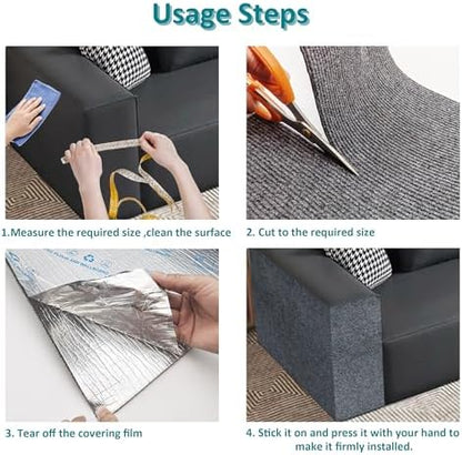 Cat Couch Protector,78.7"x15.8"Trimmable Self-Adhesive Cat Scratching Mat for Wall Scratcher(Black) - Image 7