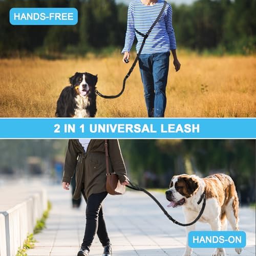 Philorn Hands Free Dog Leash, Crossbody Dog Leash, 6.9-8.9 Ft Multifunctional Waist Walking Belt with Car Safety Buckle for Large and Medium Dogs Jogging,Running,Training (Black, 25-120 lbs) - Image 5