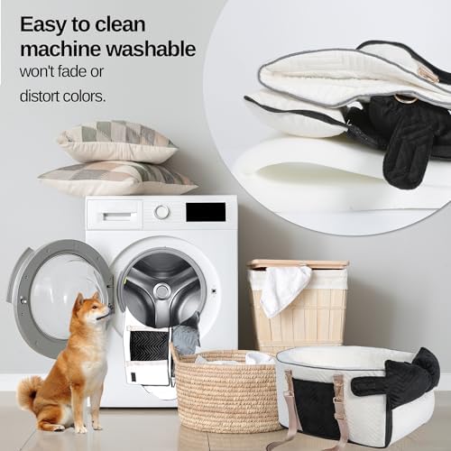 Dog Car Seat for Small Dogs Adjustable Portable Center Console Dog Car Seat Removable Cat Booster Cars Seats - Safety Belt with Cushion Anti-Collapse for Puppy Kitten Up to 15 Lb - Image 5