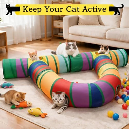 3-Piece Collapsible Cat Tunnel Set with Zipper Connection - Image 5
