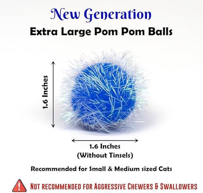 20 Pieces 1.6 inches Sparkle Pom Pom Balls for Cat - Interactive Glitter Balls, Multicolor, Best as Kitten Play Toys - Image 2