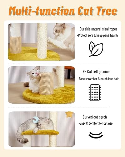 Happi N Pets Cloud Cat Tree, 31.5in Multi-Level Indoor Cat Tower with Scratching Posts, Viewing Perch, Removable & Washable Cushions, Cat Activity Tree with Dangling Toy - Image 4