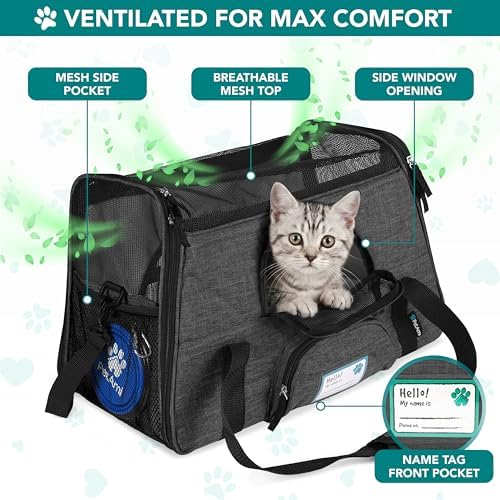 PetAmi Airline Approved Pet Carrier Cats Small Dogs, Large Heather Charcoal - Image 3