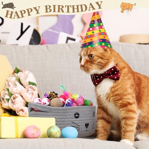 Zopeal 58 Pcs Cat Toy Set with Storage Basket Indoor, Grey, 9.8 Inch - Image 6