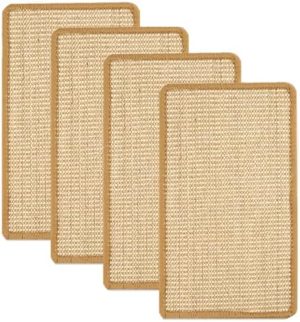 SHENGOCASE 4-Pack 10" x 19.7" Sisal Cat Scratching Mat Pad with Hook & Loop Tapes for Wall Couch, Window Perch, Cat Wall Furniture Shelve by SHENGOCASE