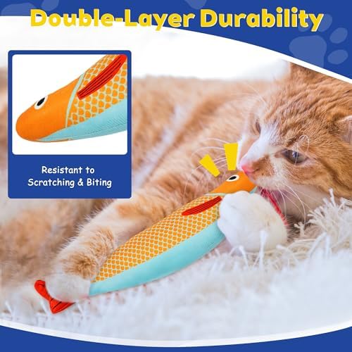 Catnip Saury Fish Cat Toys 3 Pack, Rattle Kicker for Indoor Cats - Image 5