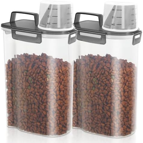 2 Pack 3 Lbs Pet Dog Cat Food Bird Seed Storage Containers for Travel -Grey by TBMAXS