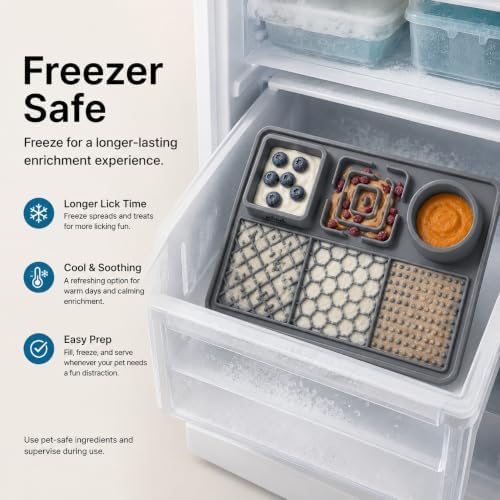 Snack Board Slow Feeder for Dogs – Large Enrichment Feeding Board with Mini Bowls & Flat Sections, Perfect for Treats & Meals | Kubi Pets (Gray) - Image 4