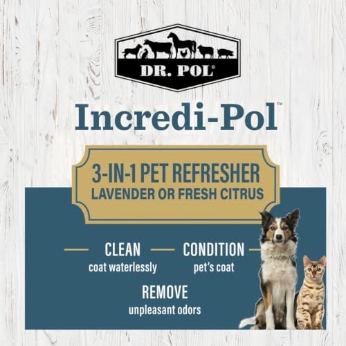 Dr. Pol Incredi-Pol 3-in-1 Pet Refresher | Waterless Coat Cleaner & Conditioner | Pet Odor Eliminator | Fine Mist Spray for Dogs & Cats | Freshens, Cleans & Softens Fur | 3 oz | Fresh Citrus - Image 2