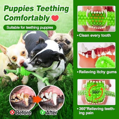 Puppy Toys 5 Pack for High Energy Puppies,Puppy Teething Toys Rubber and Rope,Durable Dog Chew Toys for Aggressive Chewers,Tug of War Dog Toys,Puppy Chew Toys for Teething - Image 3