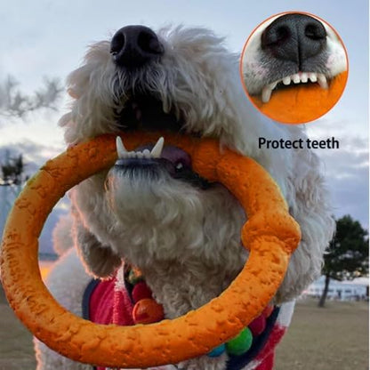 LaRoo Dog Ring Toy, Durable Soft Flying Disc, Thickened, Floatable Dog Chew Ring for Medium Large Dogs, Interactive Tug of War & Fetch Toy for Outdoor Training, Teeth Cleaning & Exercise (Orange) - Image 6