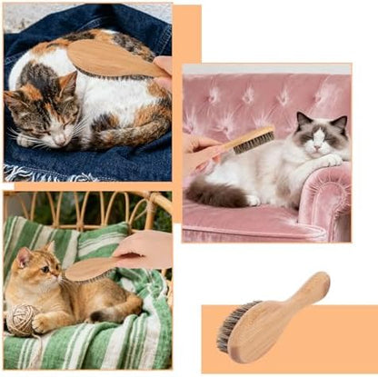 Soft Bristle Dog Cat Brush for Shedding, Boar Bristle Pet Grooming Brush with Wood Handle Gentle Massage Tool for Short Long Haired Dogs Cats Kittens Grooming Supplies - Image 6
