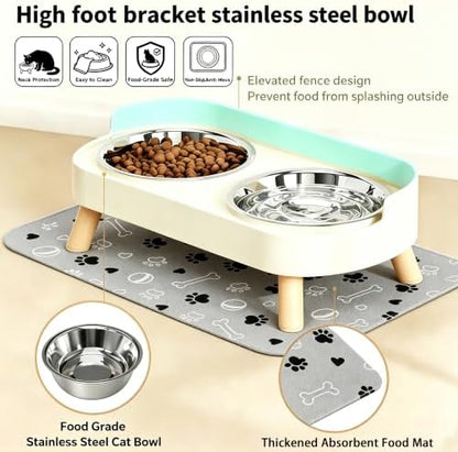 Elevated Dog Bowls with Mat, 2 Stainless Steel for Small Dogs Under 25 Lb - Image 4