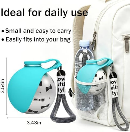 Portable Dog Water Bottle, Flip-Top Silicone Bowl Design, Insulated Hot & Cold Retention Material, One-Hand Leakproof Use, Perfect for Walking & Hiking, 10oz (Blue, Printing) - Image 7