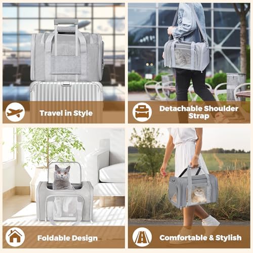 Large Cat Carrier Soft Up to 28 Lbs, Breathable Pet Bag with Steel Frame - Image 5