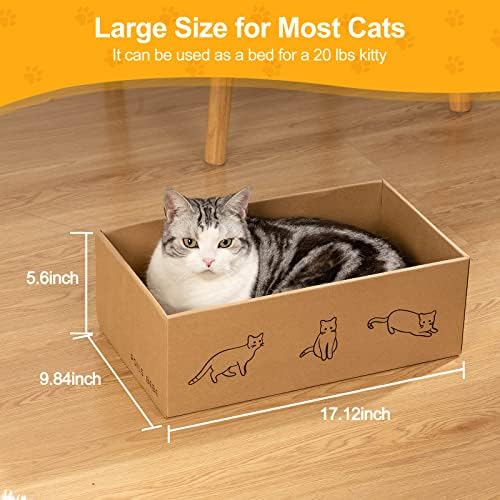 Poils bebe 5 PCS Cat Scratcher with Box, Reversible Cat Scratchers for Indoor Cats, Cardboard Cat Scratcher with Catnip, 2 Curved and 3 Flat Boards for Scratching Bed - Image 6