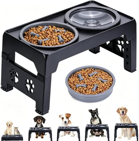 LALOBLUE Collapsible Dog Bowls Raised Elevated Adjust Stand by Laloblue