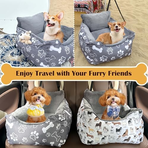 Dog Car Seats for Small Medium Sized Dogs Carseat for Car Funny Fuzzy Pet Dog Booster Car Seat Puppy Under 32 Lbs with Soft Plush Cushion&Washable Removable Cover - Image 6
