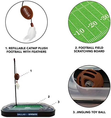 Pets First Dallas Cowboys Football Field Cat Scratcher Toy (Pack of 2) - Image 4
