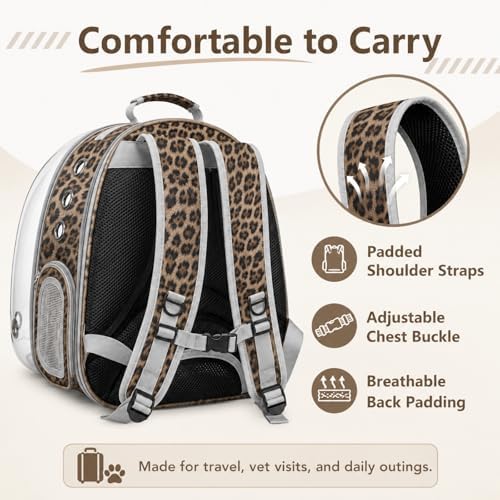 Expandable Cat Carrier Backpack with Bubble Window, Animal Print - Image 5