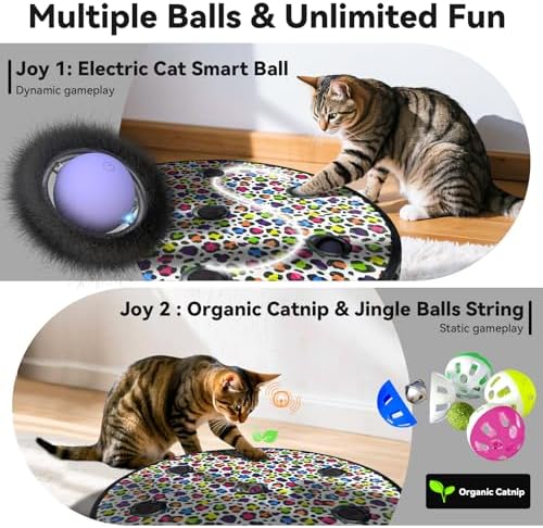 ORSDA Cat Toys for Indoor Cats, Interactive Activated Moving Ball in 7 Holes Mat, Automatic Fast Rolling Ball, Hide and Seek Toys for Adult Cats, Exercise Kicker Mouse Catching Game - Image 3