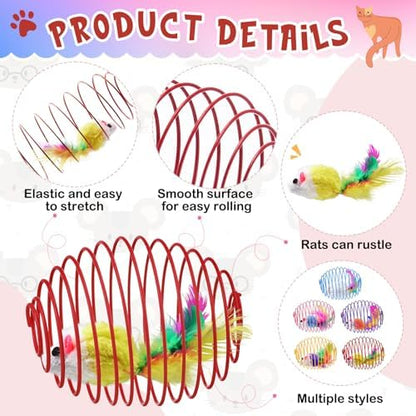 Jecery 5 Pcs Cat Toys Spring,Cute Mouse,Bright Color - Image 3