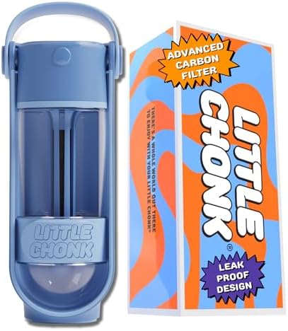 Lil Gulp Dog Water Bottle 15 Fl oz Filtered Portable Travel Bottle (Blue) by LITTLECHONK