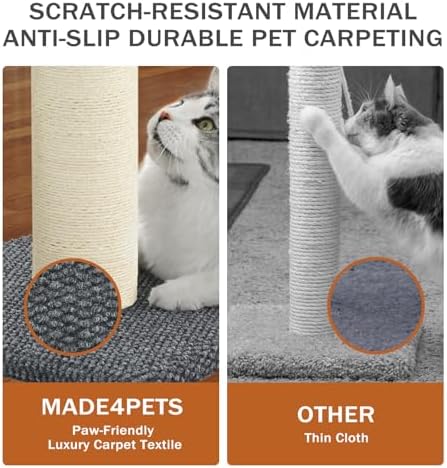 Made4Pets Cat Scratching Post with Sisal & Carpet for Indoor Cats, 23.6" - Image 5
