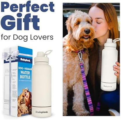 Rubyloo Dog Water Bottle with Detachable Bowl for Dog Lovers, Solid Cream - Image 5