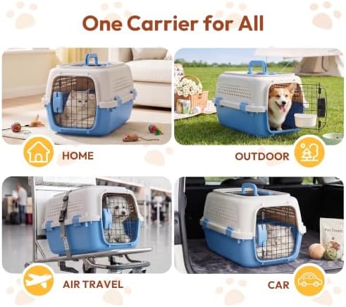 Dog & Cat Hard Carrier, 23IN Two-Door Plastic Pet Kennel with Ventilation - Image 7