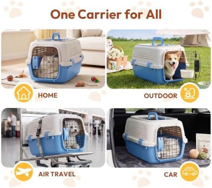 Dog & Cat Hard Carrier, 23IN Two-Door Plastic Pet Kennel with Ventilation - Image 7