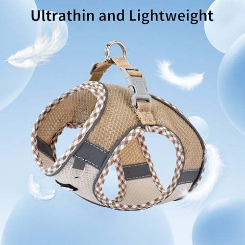 AIITLE Breathable Dog Harness Small Sized and Leash Set, Brown-Beige XXXS - Image 6