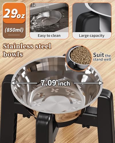 CZPET Elevated Dog Bowl, Raised Dog Bowl Stand with Stainless Steel Bowl - Image 6