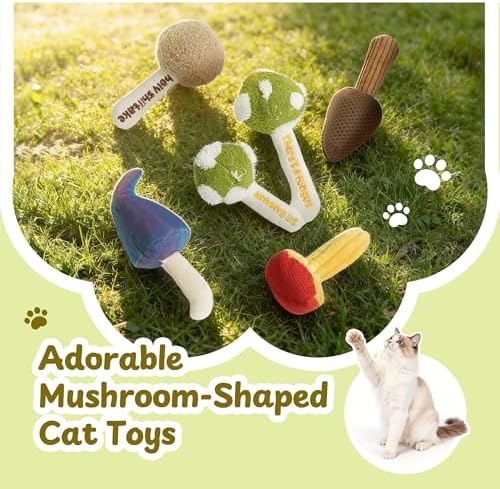 5 Pack Catnip Toys, Cat Toys with Catnip & Silvervine, Colorful Mushroom Kitten Teething & Cat Chew Toys with Different Textures, Funny Cat Kicking Toys for Indoor Cats - Image 2
