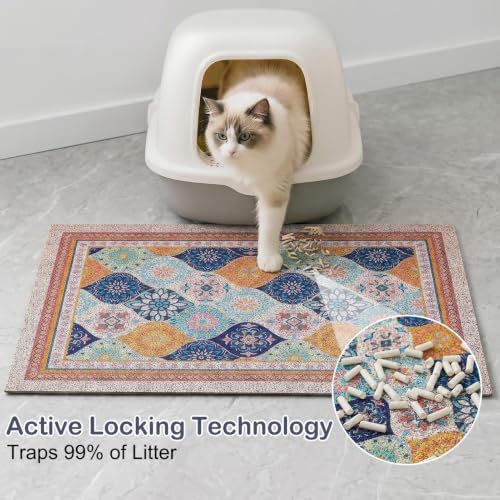 Glittme Cat Litter Mat, 24"x15" Non-Slip Washable Trapping Mat for Cats - Image 2