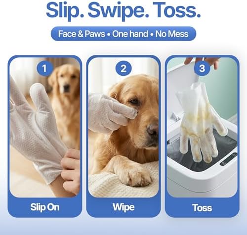 Pet Cleaning Glove Wipes for Dogs & Cats - Hypoallergenic Coconut Infused No-Rinse Dog Washing Gloves - Deodorizing Grooming Mitts - Puppy and Cat Cleaning Wipes - 20 Count - Image 5