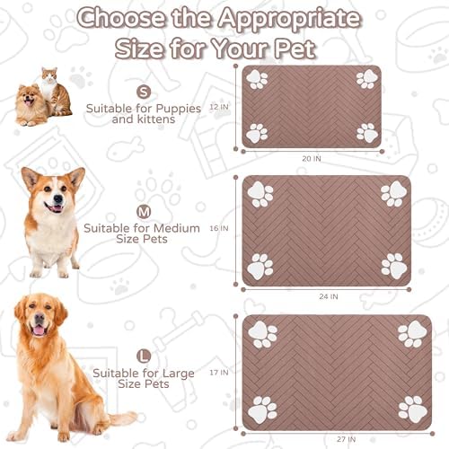 Dog Cat Food Mat, Absorbent Pet Feeding Mat for Food and Water Bowl - Image 3