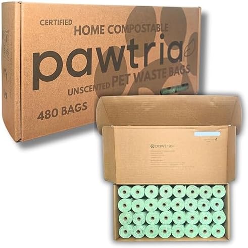 Pawtria Home Compostable Dog Poop Bag Rolls, 480 Bags, 32 Rolls by Pawtopia