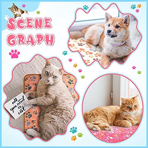 Tatuo 4 Pack Fleece Dog Blanket for Pet,White,41 x 30 Inch,Paw - Image 2