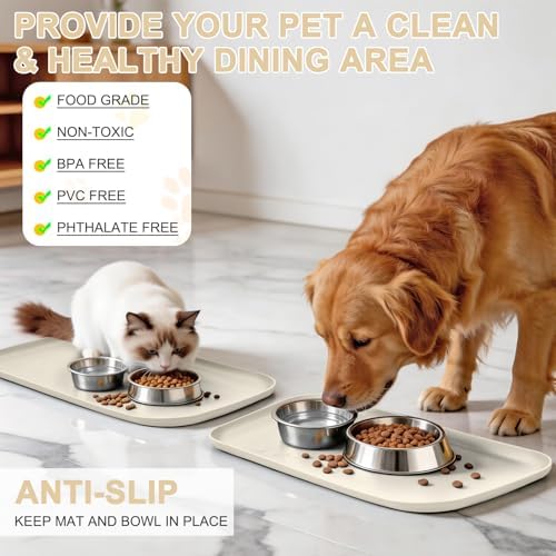 SMILOOL Waterproof Silicone Pet Food Mat with Raised Edge for Dog & Cat - Image 3