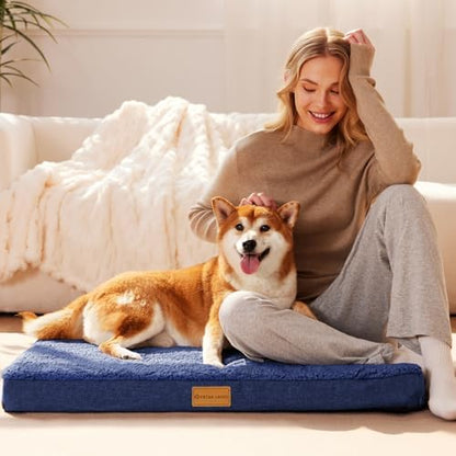 Patas Lague Orthopedic Large Dog Bed Pet Sofa Mat 36''X24'' Navy Blue - Image 2