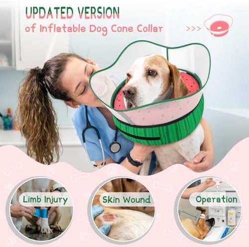 Supet Raised Inflatable Dog Cone Collar to Stop Licking, Soft Dog Cone Alternative After Surgery, Pet Neck Donut Collar for Small Medium Large Dogs - Image 2