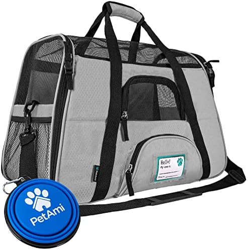 PetAmi Airline Approved Pet Carrier for Cats & Small Dogs, Large Light Gray by PetAmi
