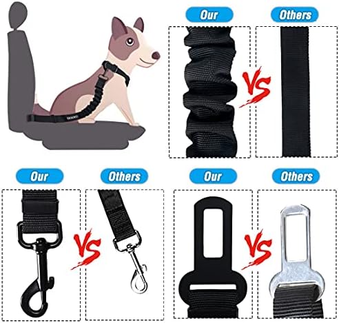 COOYOO Dog Seat Belt,3 Piece Set Retractable Dog Car Harness Adjustable Seat Belt for Vehicle Nylon Pet Safety Seat Belts Heavy Duty & Elastic - Image 4